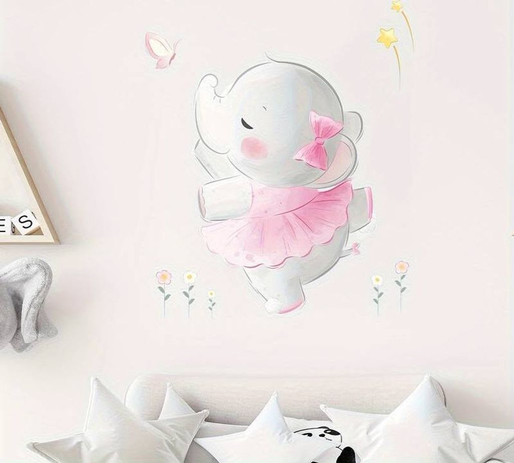 GKA Wandtattoo tanzendes Elefantenbaby GK6 Wandsticker Kinderzimmer Wandaufkleber Baby Kinder Mädchen Elefant