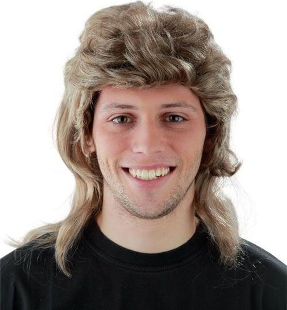 grau-blonde Vokuhila Perücke für Herren Produktbild 