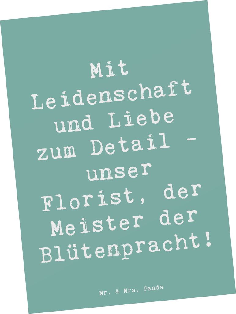 Mr. & Mrs. Panda Grußkarte Spruch Florist Kunst - Meeresbrise - Geschenk, Düfte, Danke sagen, Postkarten, Perfektion, Natur, Aufmerksamkeit, Leid...