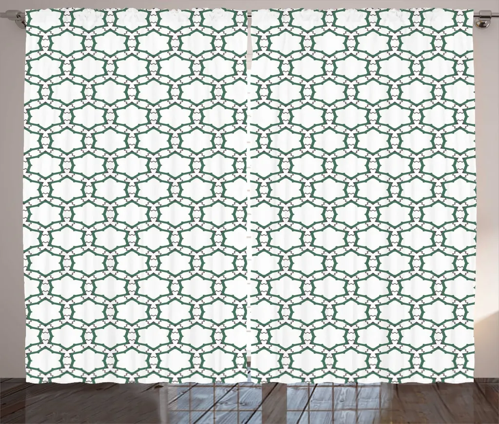 Rideau de salon universel blanc et vert jade style minimaliste 280x225