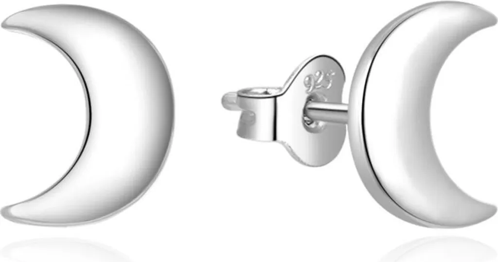 Boucles d'oreilles lune en argent massif 925, clous d'oreilles