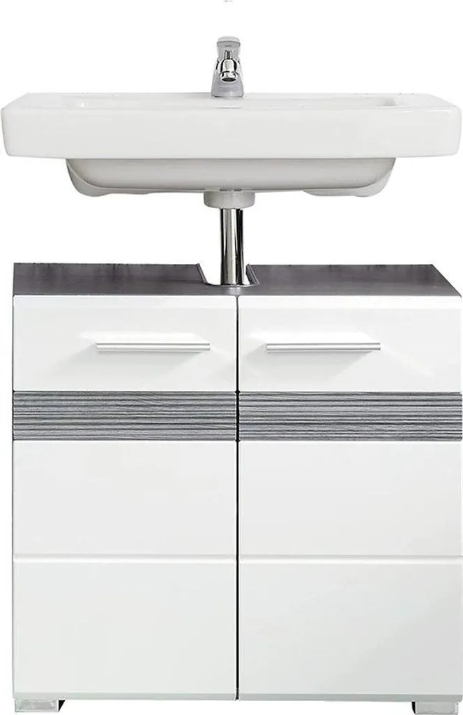 Meuble sous-vasque 60 x 56 x 34 cm blanc pour salle de bain compacte
