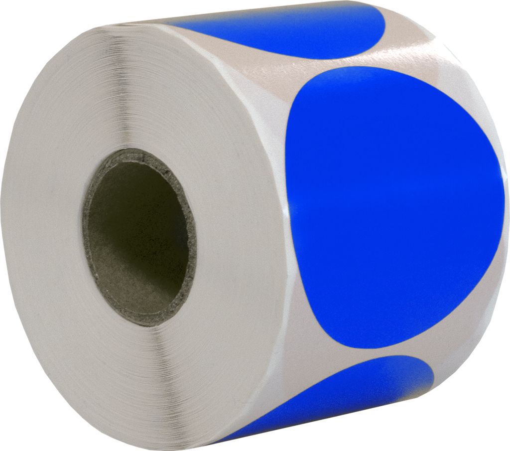 DULA Runde Etiketten - Blau - 50mm - 500 Aufkleber auf Rolle - Siegel - Markierungspunkte - Leere runde Aufkleber auf Rolle