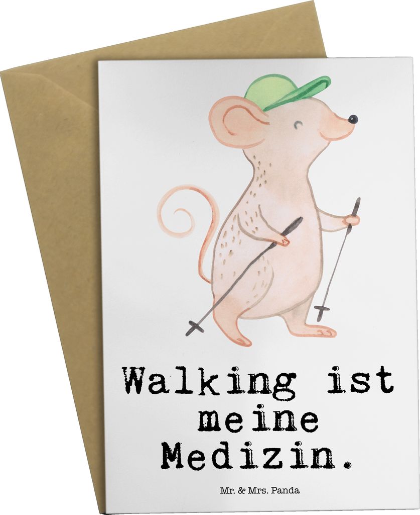 Mr. & Mrs. Panda Glückwunschkarte Maus Walking - Weiß - Produktbild 