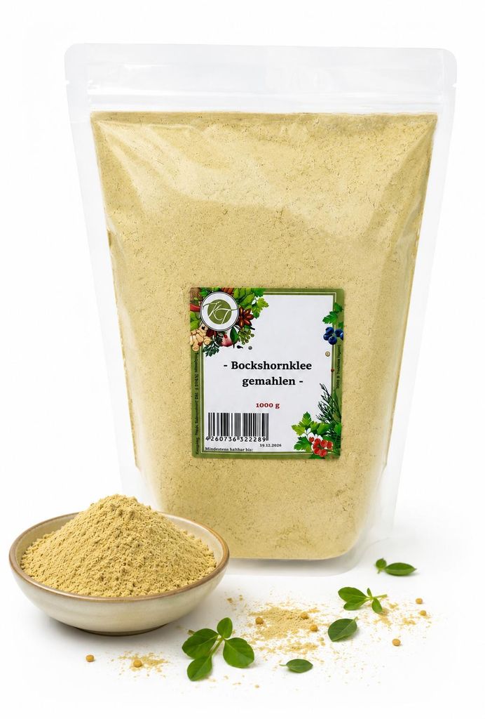 K T 1000 g / 1 Kg Bockshornklee Samen gemahlen Bockshornkleesaat gemahlen - 1A Qualität