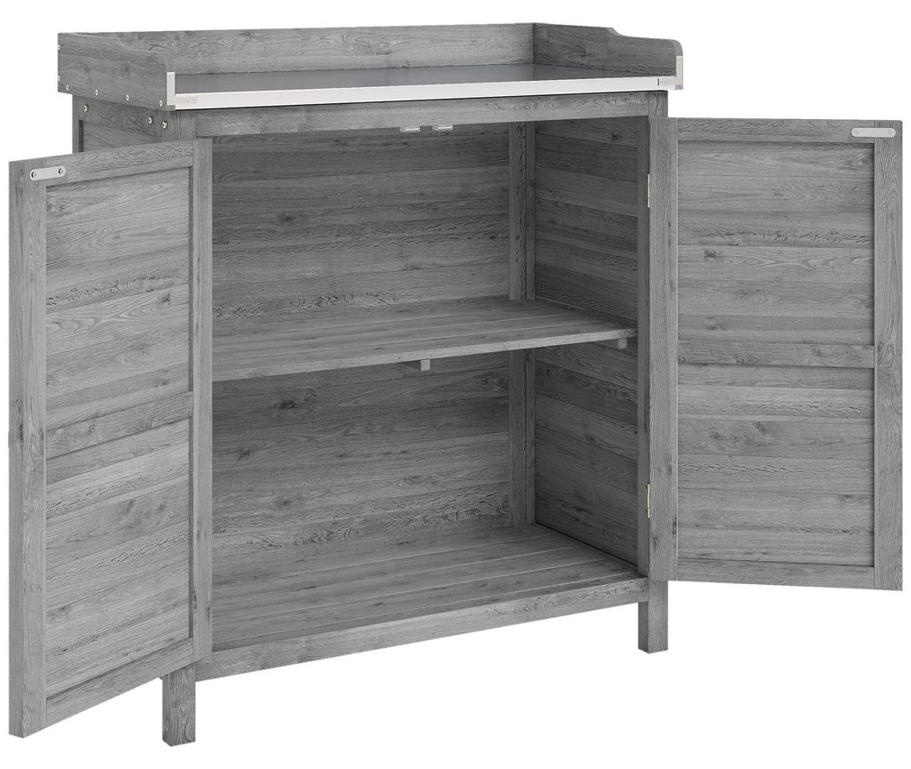 Pflanztisch mit Unterschrank aus Holz Outdoor Gartenschrank mit verzinkter