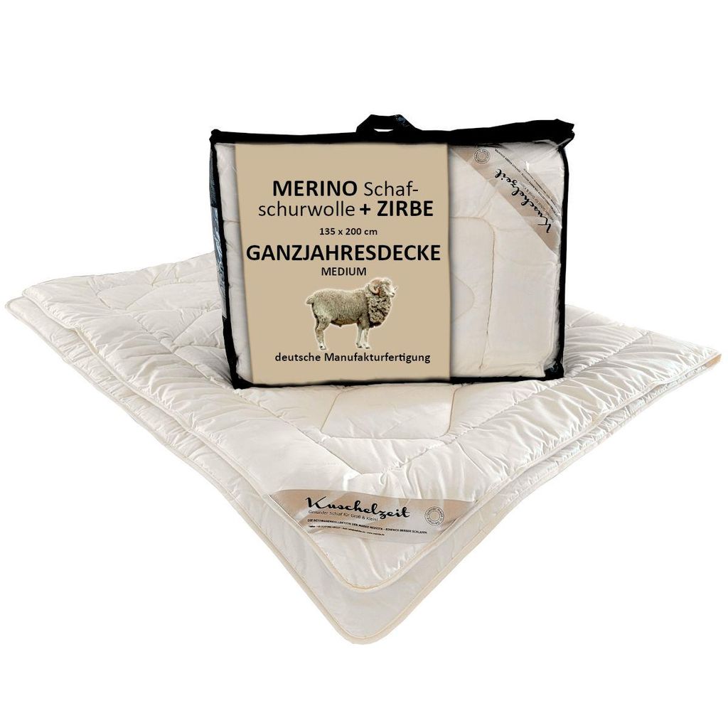 Merino Schafschurwolle + Zirbe Ganzjahresdecke Kuschelzeit  Produktbild 