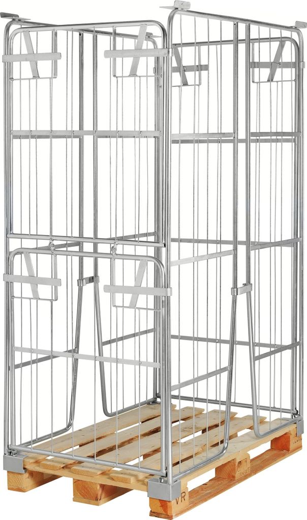 Kongamek Palettencontainer verzinkt 1800mm hoch, seitlich halb zu öffnen passend zu Europaletten 1200x800mm