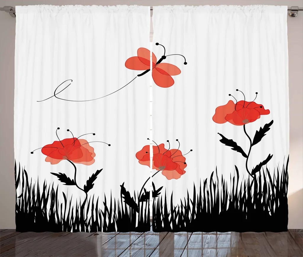 Tenda Astratta Papaveri ABAKUHAUS 280x175 cm Salmone Bianco Nero