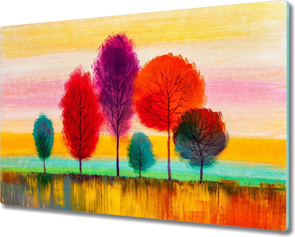 Coloray Kochplattenabdeckung Herdabdeckplatte 80x52 cm Hackbrett Schneidebrett Küchenbrett - Bäume