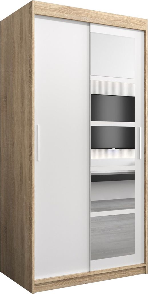 Kleiderschrank, Schiebetürenschrank Schlafzimmer, Schrank mit Spiegel ROMA 1 100 cm