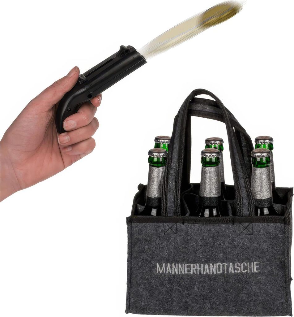 Flaschentasche mit Flaschenöffner Kronkorken Schussfunktion - Männerhandtasche