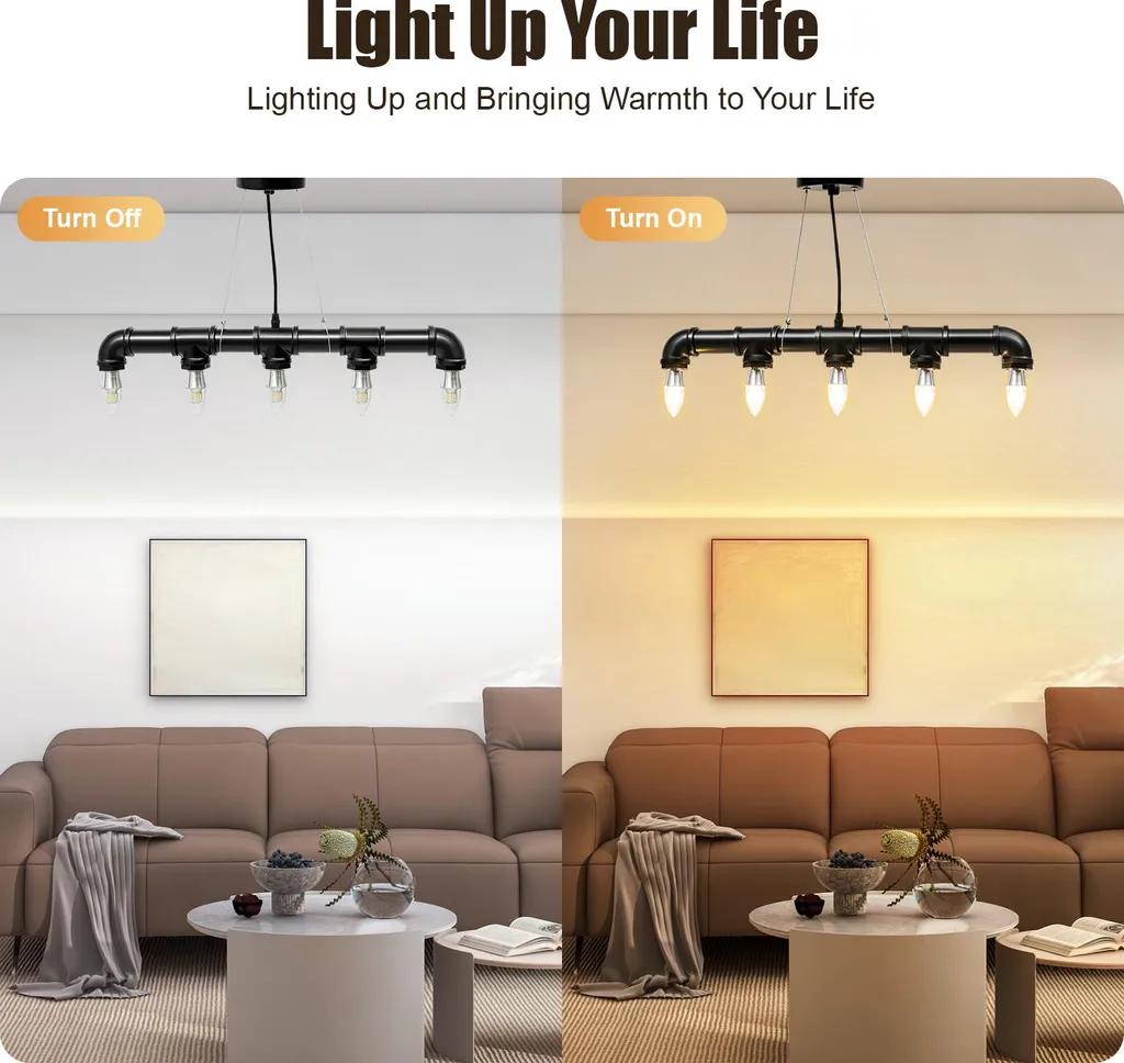 Suspension industrielle noire pour table à manger réglable hauteur