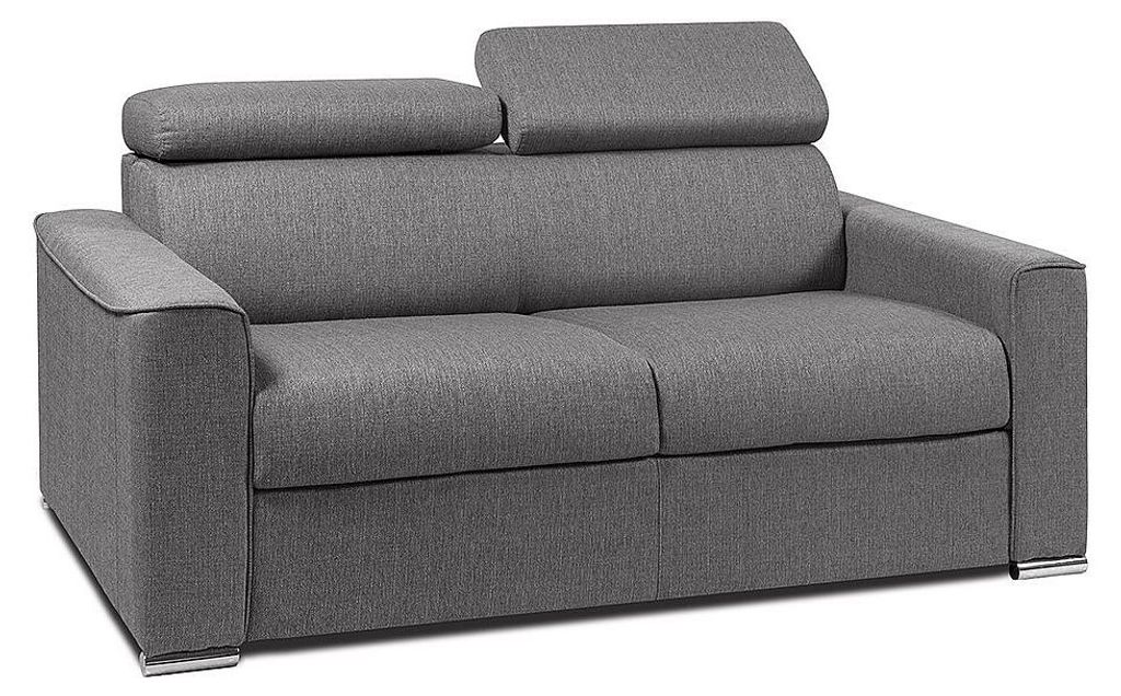 2-Sitzer-Schlafsofa mit Express-Klappmechanismus aus grauem Stoff, mit Sitzfläche aus Memory-Schaum – Liegefläche 120 cm – Matratze 18 cm VIZIR