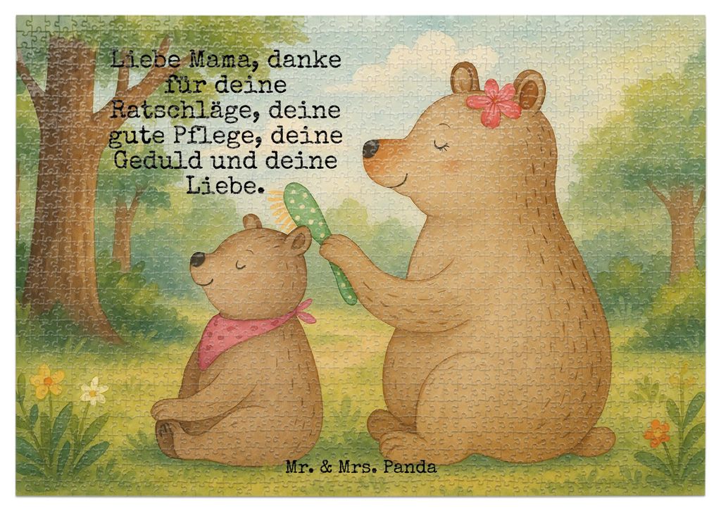 Mr. & Mrs. Panda Puzzle Bär Kind Design 1500 Teile - Weiß - Geschenk, Bären, Muttertag, 500, Puzzlespiel, Legespiel, 300, Mom, Mama, 1000