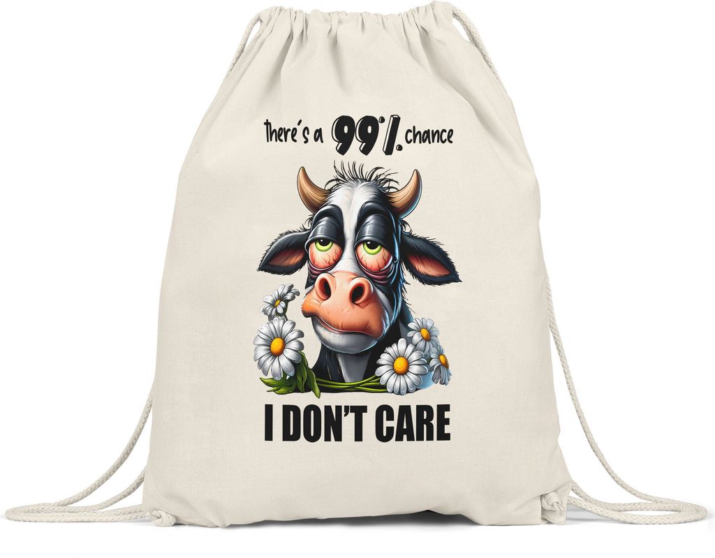 There's a 99% chance I don't care Genervte Kuh Turnbeutel - Witziges Geschenk