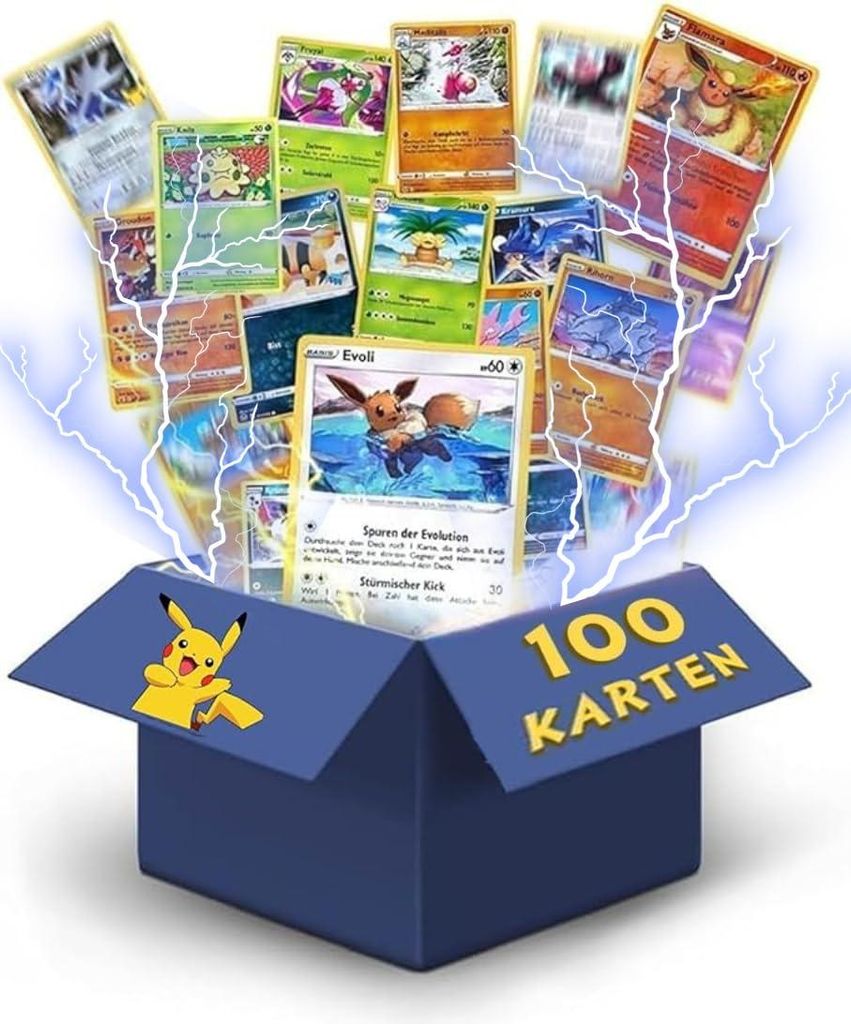 100x Pokémon Karten (Deutsch) 5 Holo Karten + 80x Produktbild 