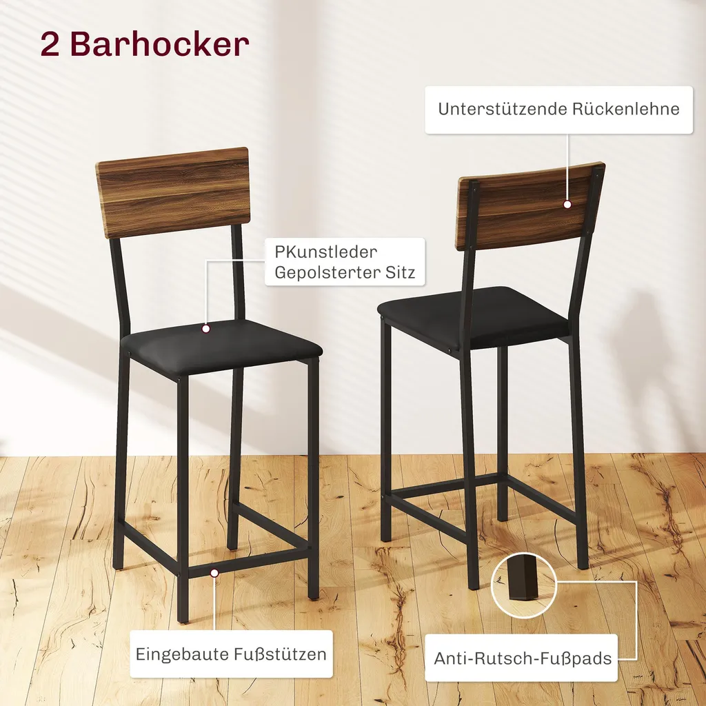 Table de Bar Pliante 120cm avec 2 Chaises Hautes Design Industriel - 6
