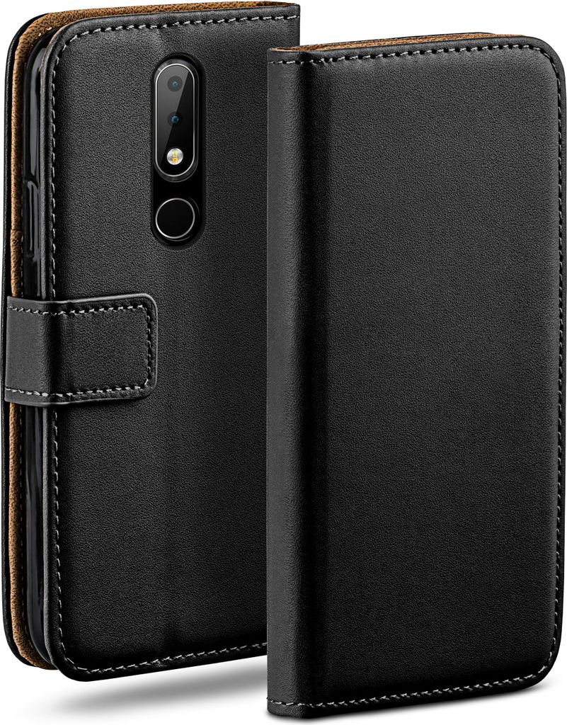 moex Book Case kompatibel mit Nokia 6.1 Plus - Hülle 360 Grad klappbar, Schwarz