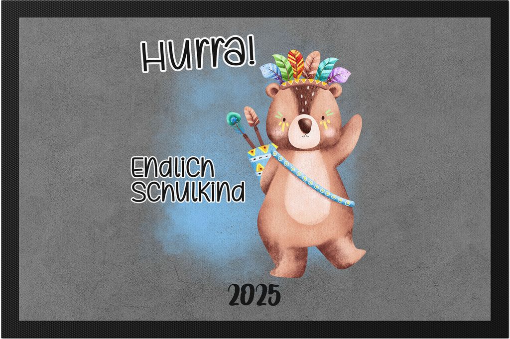 Endlich Schulkind 2025 Bär Fußmatte Süßes Eichhörnchen Einschulung Geschenk Schulanfang Schuleinführung