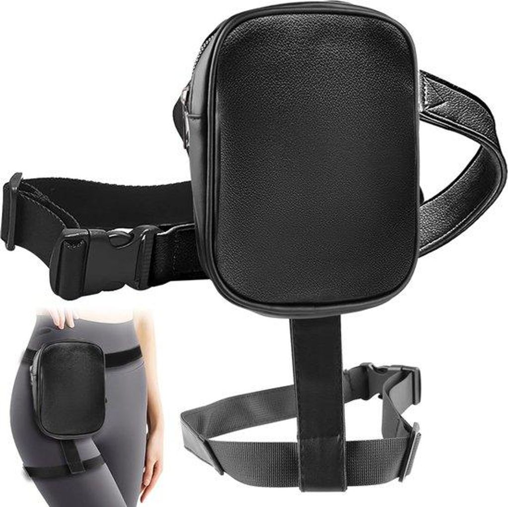 Kunstledertasche für Frauen - für Trekking, Joggen, Fahrradtouren, Camping - schwarz - Einheitsgröße.