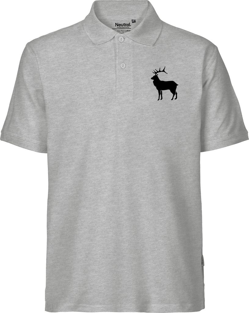 Huuraa Herren Polo Shirt Hirsch Silhouette 3XL Sport Grey Bio Baumwolle Fairtrade Poloshirt Geschenkidee