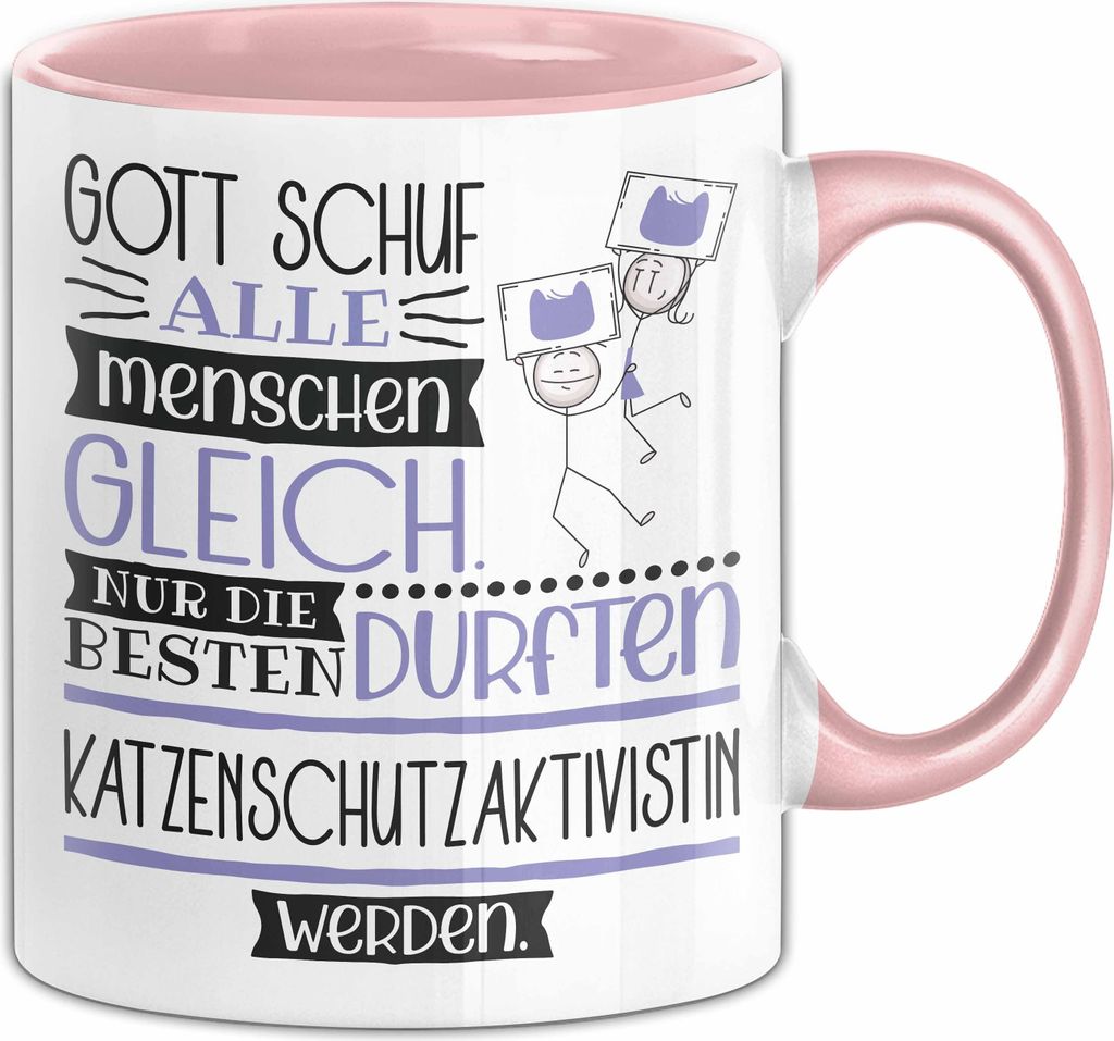Katzenschutzaktivistin Geschenk Becher Tasse Gott Schuf Produktbild 