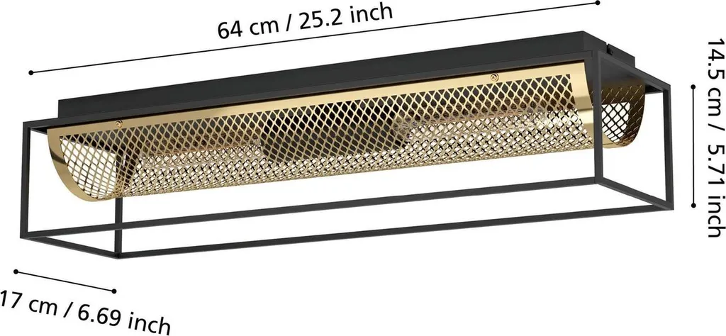 Plafonnier de Salon Eglo Nohales Noir Laiton pour Éclairage Design E27