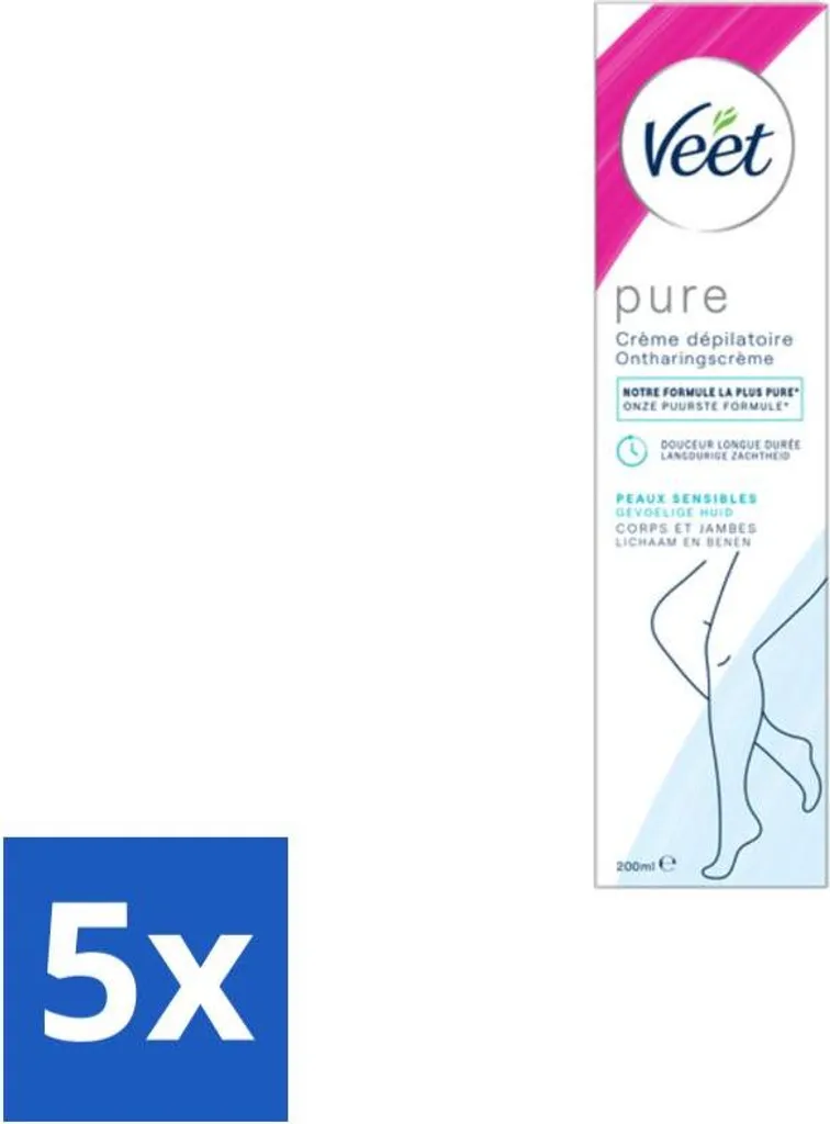 Veet Crema Depilatoria Pelli Sensibili 200ml - Offerta Risparmio 5 Pezzi