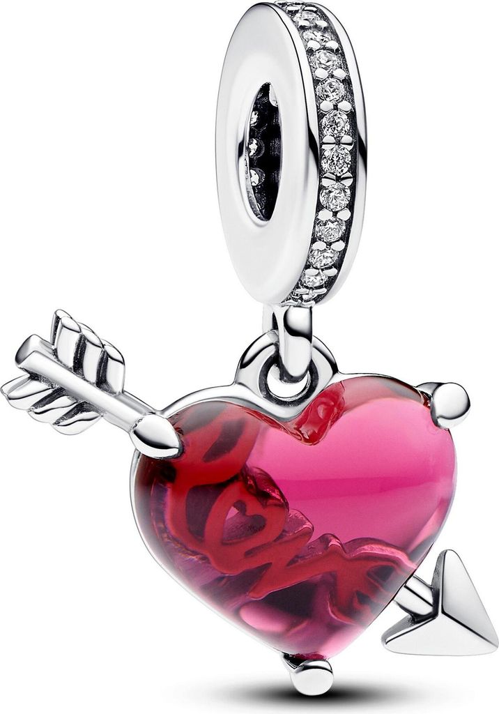Pandora Rotes Herz & Pfeil Murano-Glas Charm-Anhänger 793085C01 Anhänger