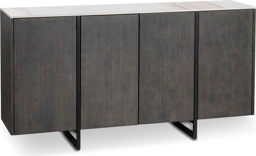 Alpha - 4-türiges Sideboard (160 x 40 x H 85 cm) aus dunkelgrauer Keramik