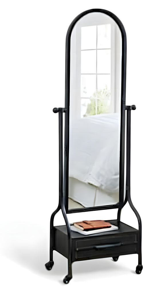 Funktionaler Spiegel mit Ablage und elegantem Metallrahmen in Schwarz