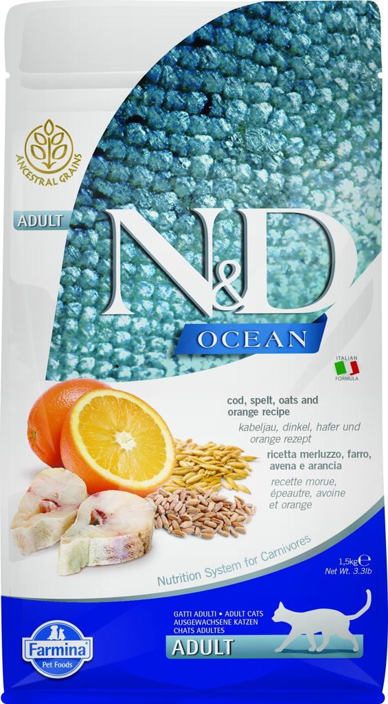 Farmina Pet Food N&D Ocean, Adult, Kabeljau, 1,5 kg, Produktbild 