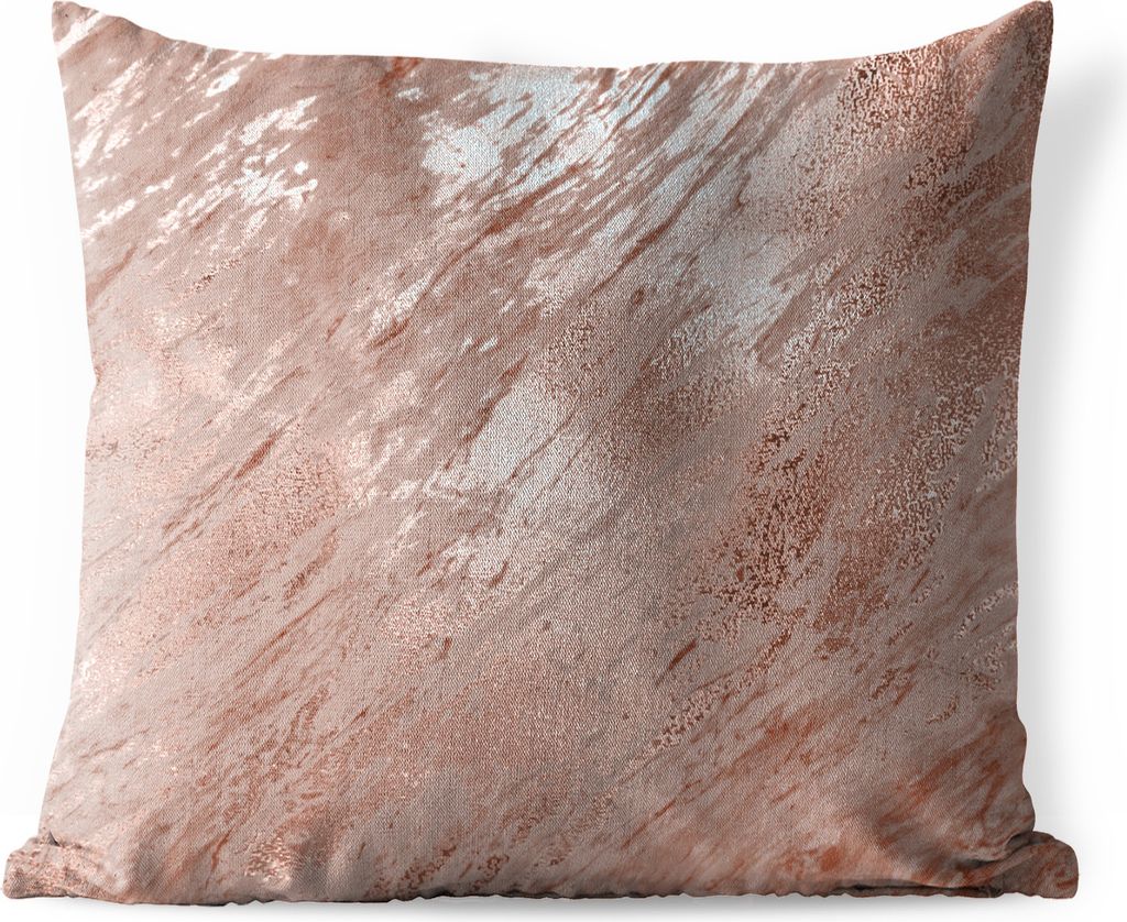 MuchoWow Outdoor Kissen - Marmor - Rosa - Gold - 40x40 cm - Wetterfest - Lounge Kissen - Kopfkissen - Interieur - Polster mit Bild