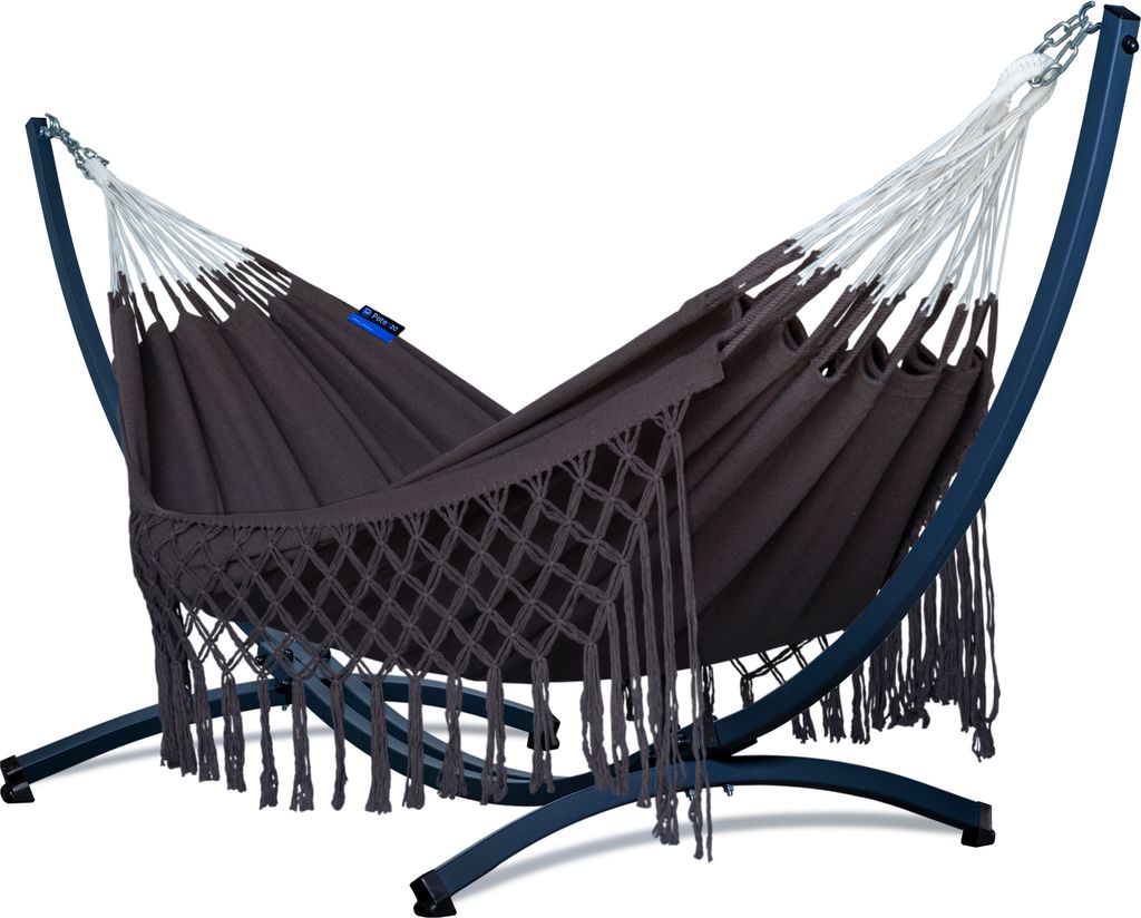 Potenza Outdoor Hängematte mit Gestell für 2 Personen I Medelin - 100% Baumwolle Doppelhängematte 230x160, 200kg I Hängemattengestell 220kg, we...