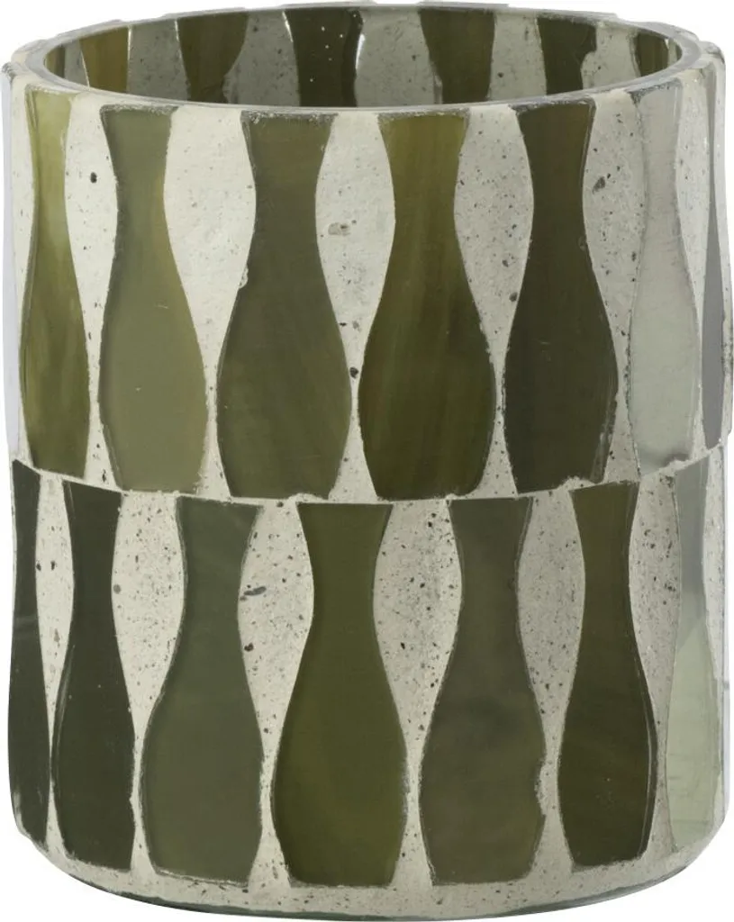 Bougeoir Verre J-Line Olive Blanc Petit : déco élégante et stable