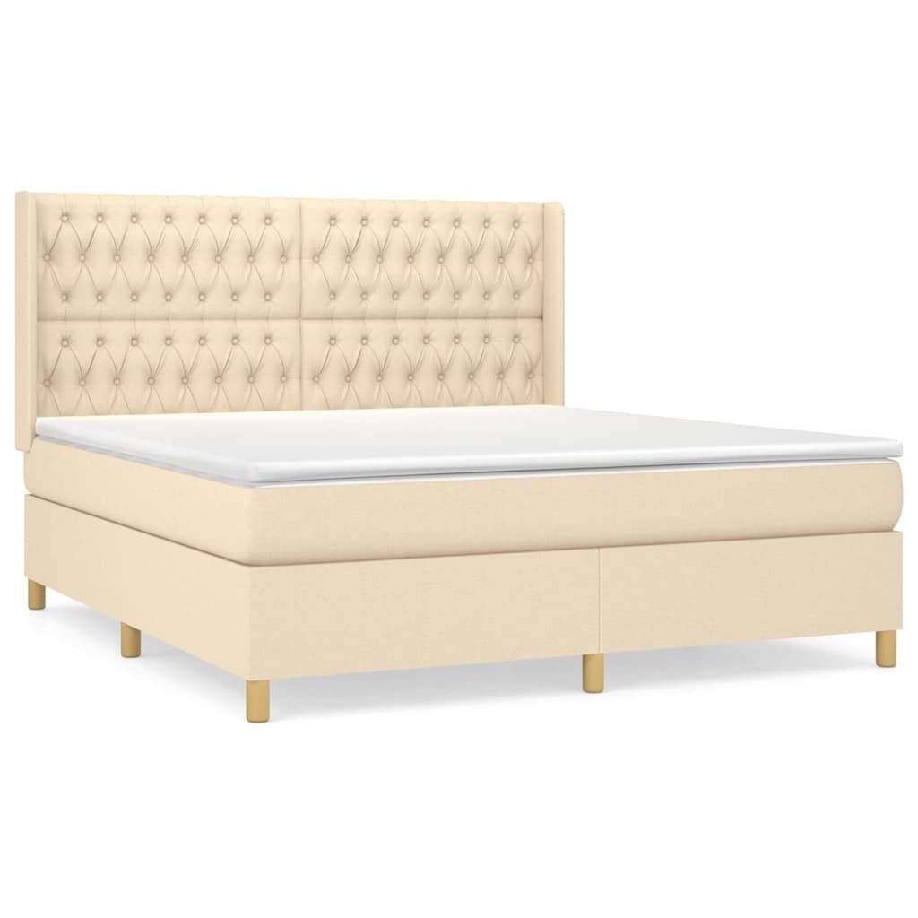 "SALE 2026"Boxspringbett/bettgestell - Bettrahmen - Doppelbett - mit Matratze Creme 180x200 cm Stoff - Polsterbett Klassische Betten DE7110560