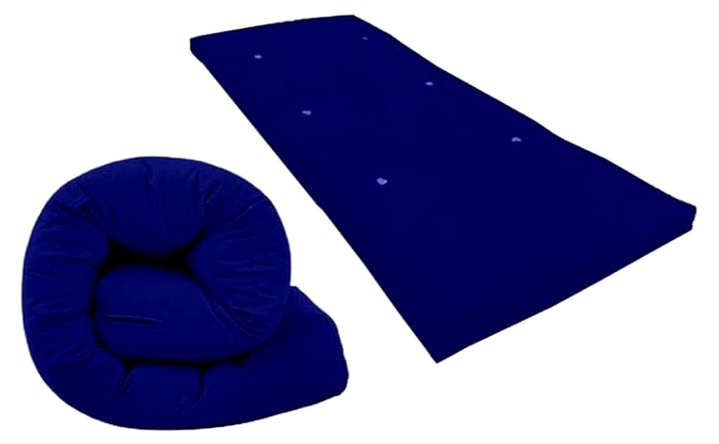 Faltbare Futon-Camping-Matratze, wasserdicht, bequem, zusammenklappbar, leicht zu reinigen, rutschfeste Unterseite, hypoallergen, in Königsblau, 1...
