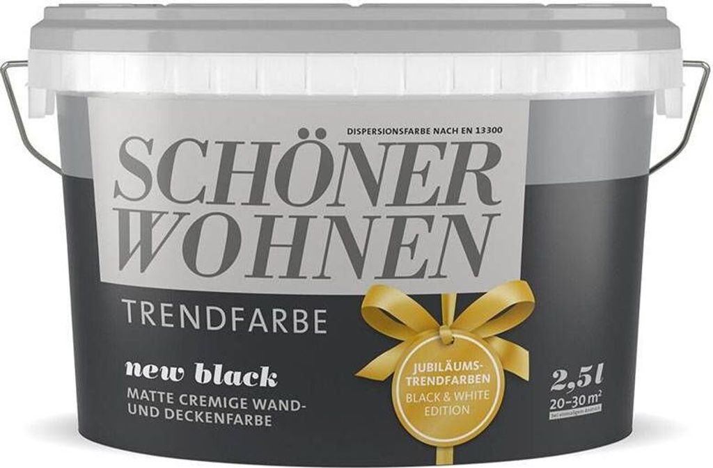 Wandfarbe Trendfarbe New Black schwarz innen matt Schöner Produktbild 