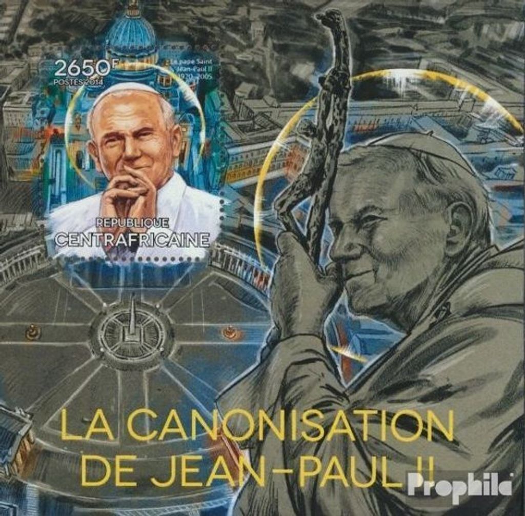 Briefmarken Zentralafrikanische Republik 2016 Mi Block 1171 (kompl. Ausgabe) postfrisch Johannes Paul II
