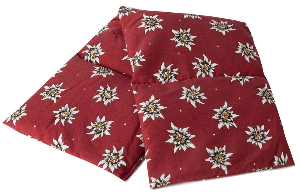 4-Kammer Bio-Dinkelkissen 20x60cm groß - Wärmekissen & Kältekissen - 60x20cm Körner-Kissen Bio-Dinkel, Blume-Edelweiß