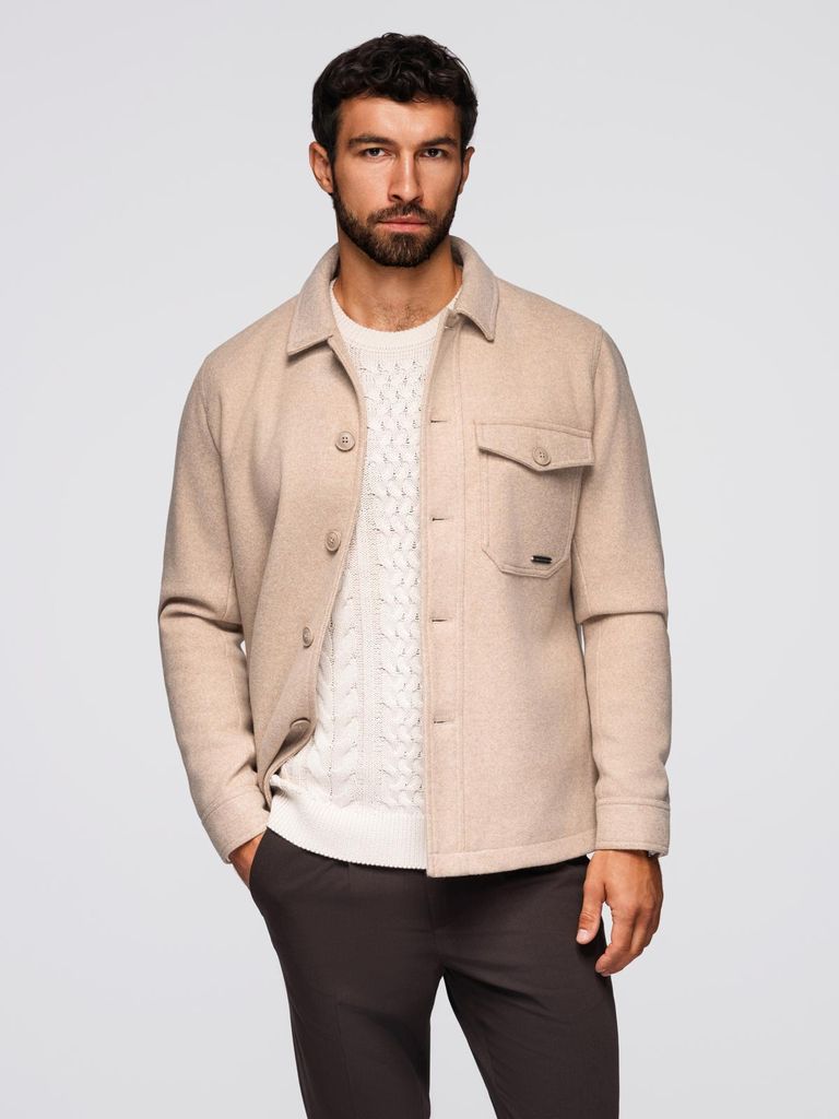 Ombre Clothing Herren-Fleecejacke Qighti beige XL