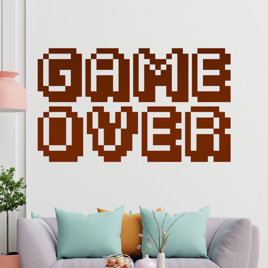 hauptsachebeklebt KIWISTAR Game Over - Pixel Retro Font Wandtattoo in 6 Größen - Wandaufkleber Wall Sticker - Dekoration, Küche, Wohnzimmer, Sch...