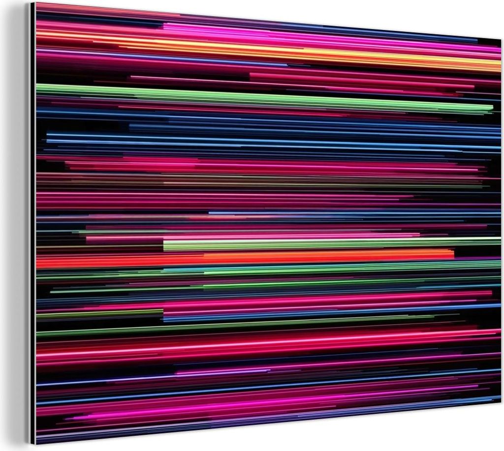 MuchoWow Wanddekoration Metall Metallbild Wandkunst 60x40 cm Spiele - Abstrakt - Linien - Horizontal - Farbenfroh MuchoWow Aluminium Gemälde - Gem...