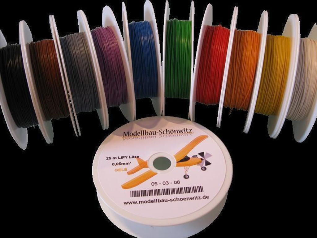 Schönwitz 50081 25 Meter Miniaturkabel Litze LIFY 0,05mm² weiß