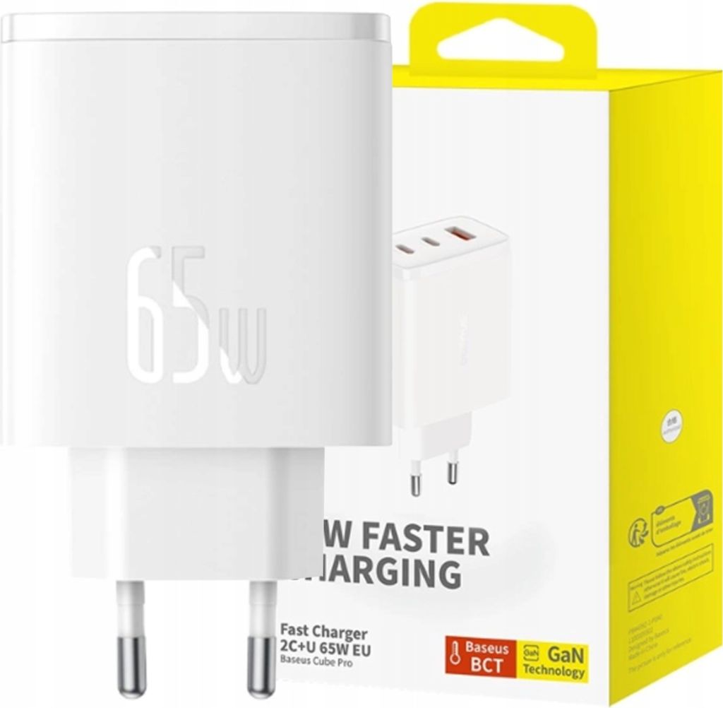 Baseus Gan Cube Pro 65W 2X Usb-C Usb-A Ladegerät - Weiß Produktbild 