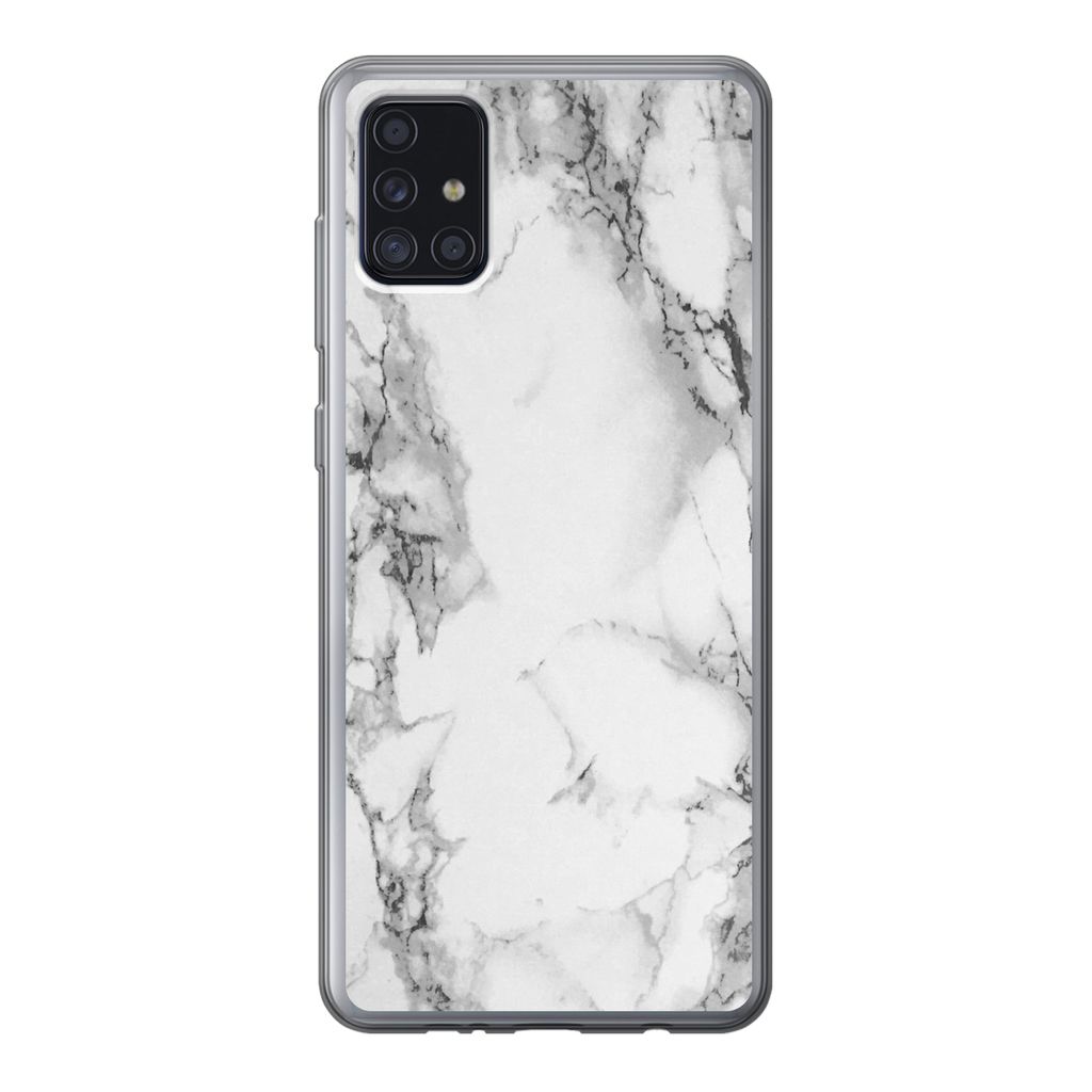 MuchoWow Handyhülle Schutzhülle Hülle für Samsung Galaxy A52 5G Marmor - Stein - Weiß - Grau - Schwarz - Marmoroptik Silikon Softcase Handy ...