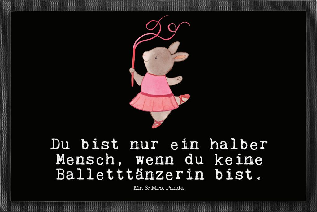 Mr. & Mrs. Panda fußmatte Balletttänzerin Herz 50 x 75 cm - Schwarz - Geschenk, Lustig, Ballerina, Schuhabstreifer, Spruch, Gummimatte, Ballett, ...