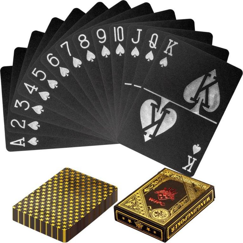 Poker karty plastové, černé/zlaté Obrázek produktu 