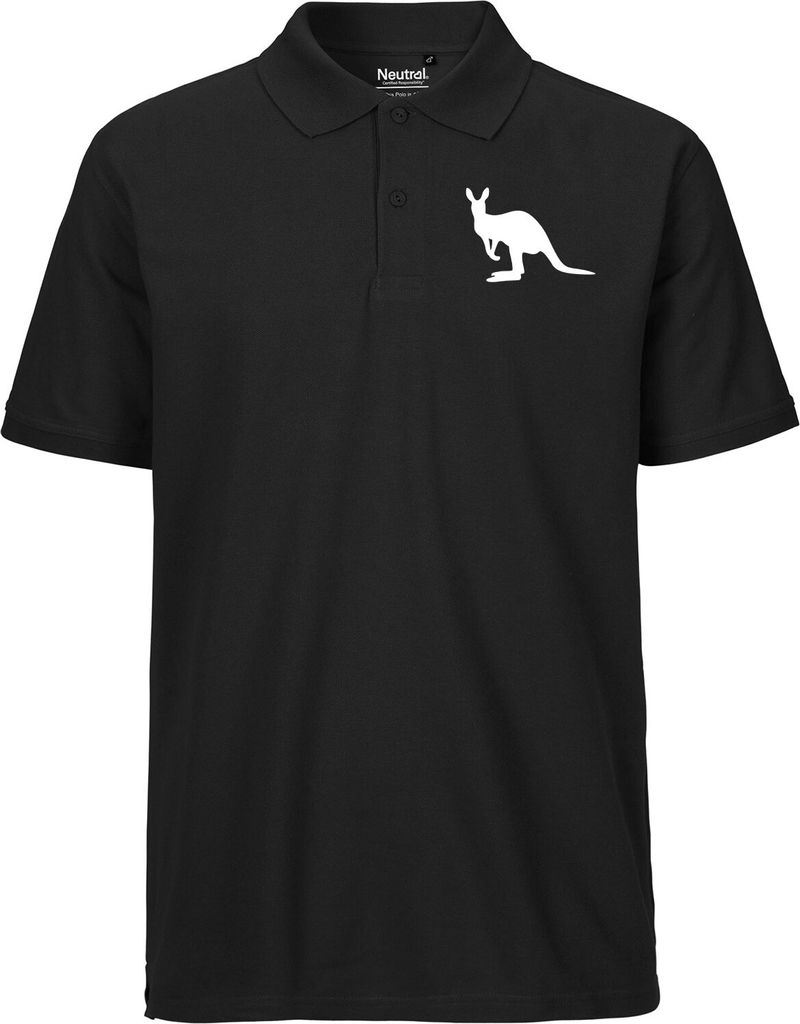 Huuraa Herren Polo Shirt Kangaroo Silhouette XXL Black Bio Baumwolle Fairtrade Poloshirt Geschenkidee